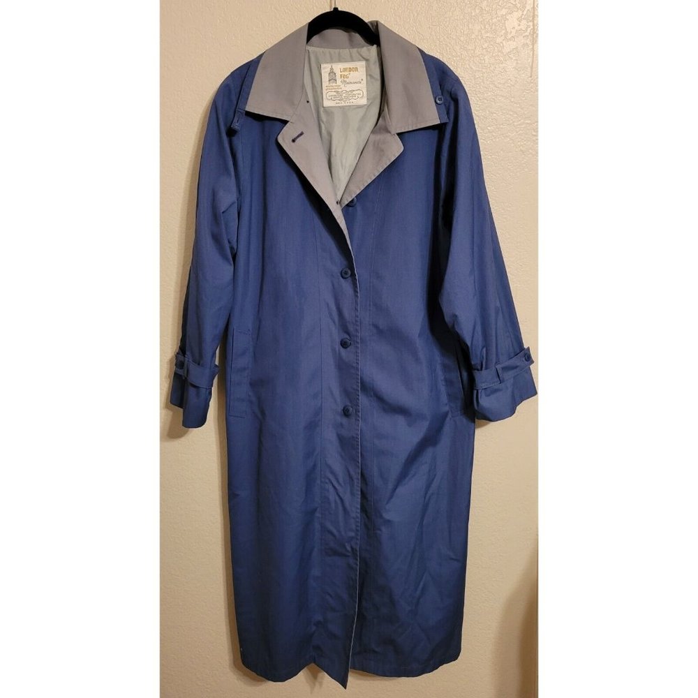 London Fog Maincoats Womens Size 14 Regular Blue Trench Coat Raincoat